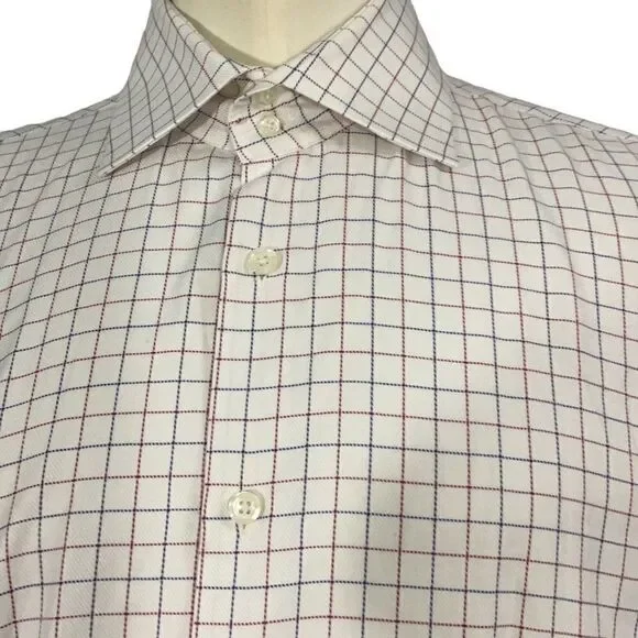 Curtis Brandon Ivory Red Blue Check Long Sleeve Button Front Men’s Shirt Sz XXL - Picture 2 of 8